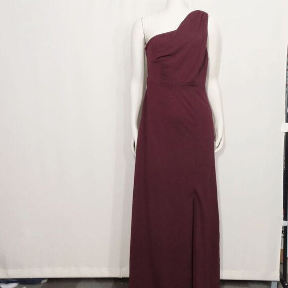 Birdy Grey Crepe Cabernet Kira One Shoulder Dress Medium - Picture 1 of 5
